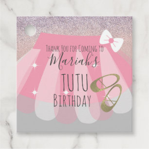 Etiquetas Para Recuerdos Cumpleaños de Tutú Niña Rosa Gracias 