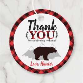 Etiquetas Para Recuerdos Cumpleaños del Oso Lumberjack Búfalo Redondo