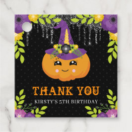 Etiquetas Para Recuerdos Cumpleaños Floral de Halloween de Calabaza Adorabl