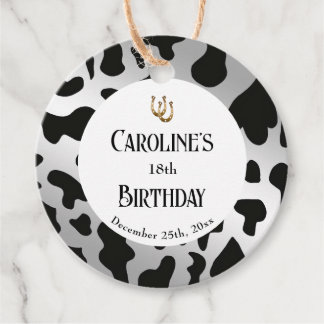 Etiquetas Para Recuerdos Cumpleaños Moderno Rodeo Impresión de Vaca Platead