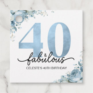 Etiquetas Para Recuerdos Cumpleaños personalizado 40 y fabuloso con flores 