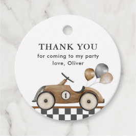 Etiquetas Para Recuerdos Cumpleaños Retro de Coche de Carreras para Niños 1