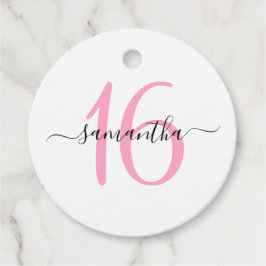 Etiquetas Para Recuerdos Cumpleaños Rosa Personalizado Dulces 16