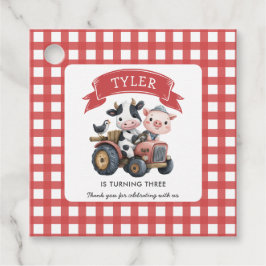 Etiquetas Para Recuerdos Curte Farmhouse Animales Birthday Red Stripes