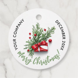 Etiquetas Para Recuerdos Curte Merry Christmas Lazo Rojo Código QR Acuarela
