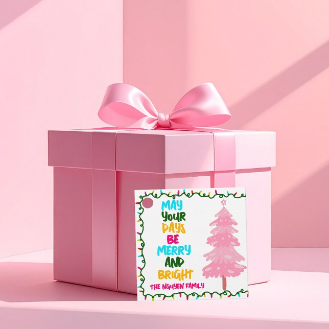 Etiquetas Para Recuerdos Custom Merry Bright Pink Christmas Party (Subido por el creador)