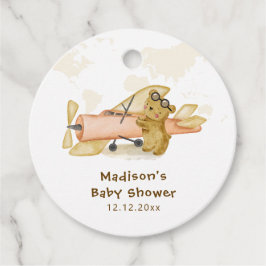 Etiquetas Para Recuerdos Cute Bear Explorer World Map Airplane Baby Shower 