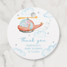Cute Blue Elephant Helicopter Airplane Baby Shower