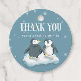 Etiquetas Para Recuerdos Cute Blue Winter Wonderland Penguins Baby Shower