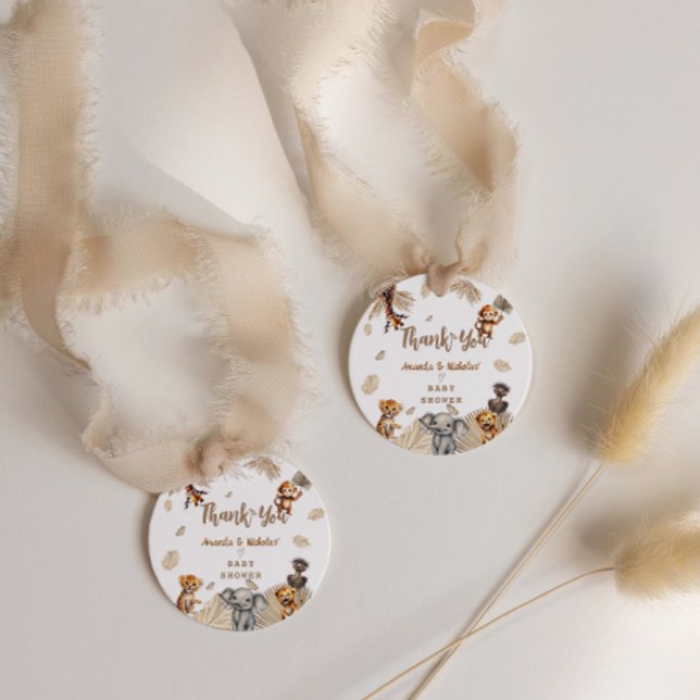 Etiquetas Para Recuerdos Cute Boho Safari Animals Baby Shower Gracias (Subido por el creador)