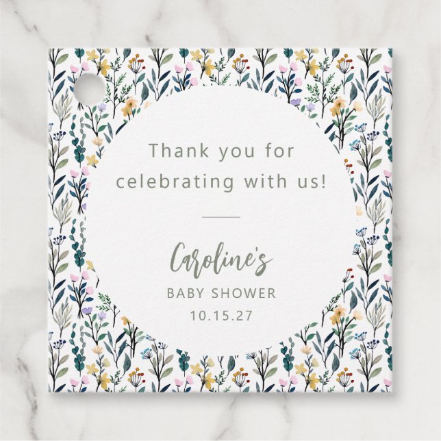 Etiquetas Para Recuerdos Cute Boho Watercolor Flor silvestre Personalizado  (Anverso)