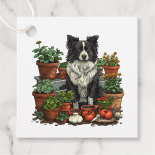 Etiquetas Para Recuerdos Cute Border Collie Gardening