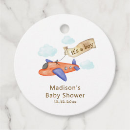 Etiquetas Para Recuerdos Cute Boy Minimal Aviator Airplane Baby Shower 