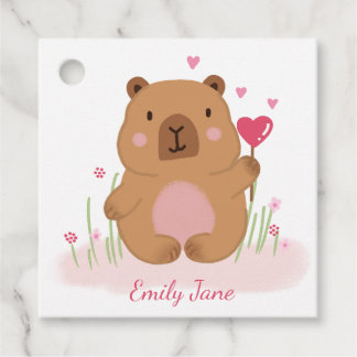 Etiquetas Para Recuerdos Cute Capybara Personalized Pink Baby Shower 