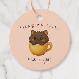 Etiquetas Para Recuerdos Cute Cat in Cup Gift Tags | Favor Box Tags