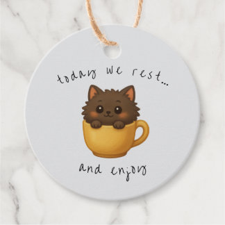 Etiquetas Para Recuerdos Cute Cat in Cup Gift Tags | Favor Box Tags