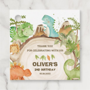 Etiquetas Para Recuerdos Cute Dinosaurios Boy Birthday Greenery Leaf T-Rex