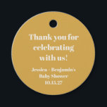 Etiquetas Para Recuerdos Cute Dusty Yellow Baby Shower Personalizado Gracia<br><div class="desc">Moderno y curado Dusty Yellow Baby Shower Nombre personalizado Gracias Etiquetas Favorables</div>