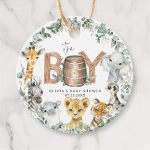 Etiquetas Para Recuerdos Cute Jungle Animals Greenery Boy Baby Shower