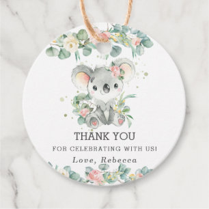 Etiquetas Para Recuerdos Cute Koala Eucalyptus Floral Rosa Gracias