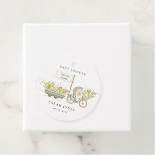Etiquetas Para Recuerdos Cute local Hedgehog Flora Bike Baby Shower