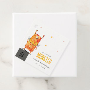 Etiquetas Para Recuerdos Cute Naranja Amarillo Monstruo Oído Niños Cumpleañ
