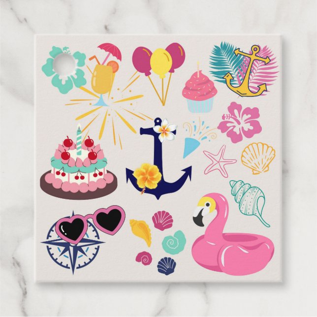 Etiquetas Para Recuerdos Cute Nautical Birthday (Anverso)