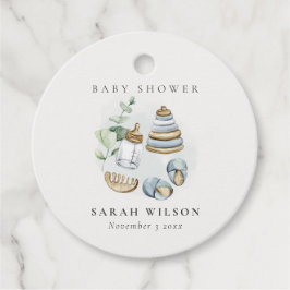 Etiquetas Para Recuerdos Cute Nursery Essential Leafy Blue Boy Baby Shower