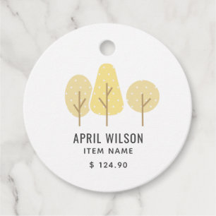 ETIQUETAS PARA RECUERDOS CUTE OTOÑO AMARILLO DE ÁRBOL TRIO PRECIO DE DESPLA