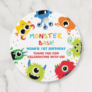Etiquetas Para Recuerdos Cute pequeños monstruos niño primer cumpleaños gra