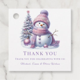 Etiquetas Para Recuerdos Cute Pink Snowman Winter Birthday