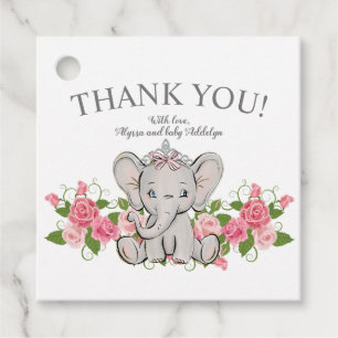 Etiquetas Para Recuerdos Cute Princess Elefante Bebé Niña Shower Agradecimi