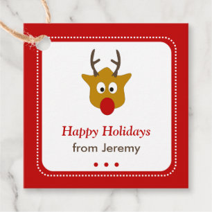 Etiquetas Para Recuerdos Cute Red Rudolph el regalo de los Navidades renos