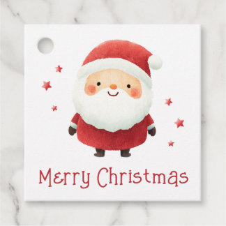 Etiquetas Para Recuerdos Cute Santa with stars Merry Christmas gift or