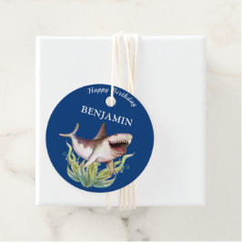 Etiquetas Para Recuerdos Cute Shark Boys Blue Birthday Party