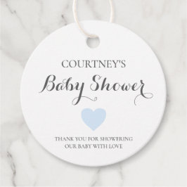 Etiquetas Para Recuerdos Cute Simple Blue Heart Boy Baby Shower