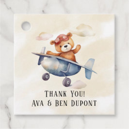 Etiquetas Para Recuerdos Cute Teddy Bear Airplane Fiesta de cumpleaños Grac