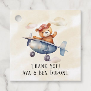 Etiquetas Para Recuerdos Cute Teddy Bear Airplane Fiesta de cumpleaños Grac