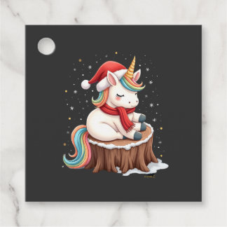 Etiquetas Para Recuerdos Cute Unicorn con Bufanda Navidad Xmas Fiesta T-S