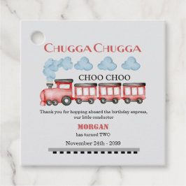 Etiquetas Para Recuerdos Cute Watercolor Tren rojo segundo cumpleaños