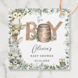 Etiquetas Para Recuerdos Cute Woodland Animals Greenery Boy Baby Shower