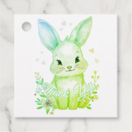 Etiquetas Para Recuerdos Cute Woodland Bunny Baby Shower Green Pastels