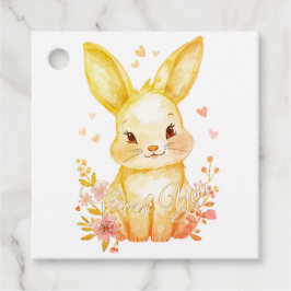 Etiquetas Para Recuerdos Cute Woodland Bunny Baby Shower Yellow Pastels