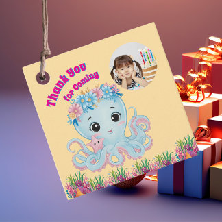 Etiquetas Para Recuerdos Cute y caprichoso pulpo floral Girly Foto cumpleañ