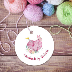 Etiquetas Para Recuerdos Cute Yarn Agujas de punto para el corazón
