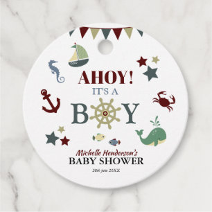 Etiquetas Para Recuerdos ¡Cuto Ahoy Náutico! Es un niño Baby Shower