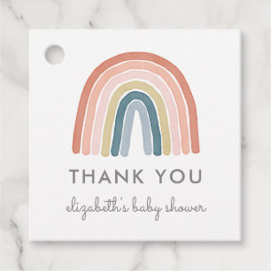 Etiquetas Para Recuerdos Cuto Boho Rainbow Baby Shower Gracias Coral