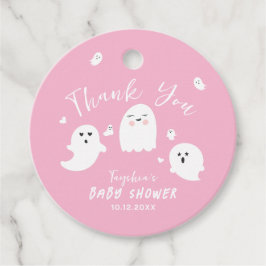 Etiquetas Para Recuerdos Cuto chico fantasma rosado Halloween Baby Shower