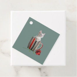 Etiquetas Para Recuerdos Cutten kitten café mugre foto flor verde moderno