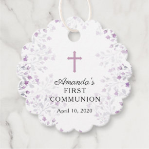 Etiquetas Para Recuerdos Dainty Purple Floral First Holy Communia